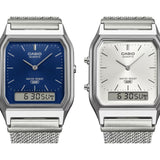 Casio Vintage Silver Stainless Steel Mesh Strap Unisex Watch AQ-230EM Series