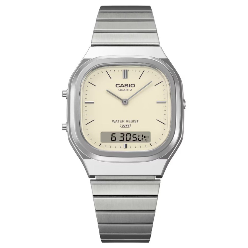 Casio Vintage Silver Stainless Steel Strap Unisex Watch AQ-240E-7A2DF