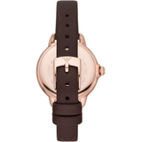 Emporio Armani White Dial Brown Leather Strap Women Watch AR11568