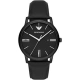 Emporio Armani Black Dial Leather Strap Men Watch AR11573
