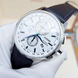 Citizen Eco-Drive Black Leather Strap Men's Watch - Chronograph | AT8110-11A