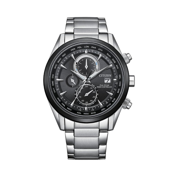 Citizen Eco-Drive Black Dial Silver Stainless Steel Strap Men Watch AT8266-89E