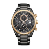 Citizen Eco-Drive Black Stainless Steel Strap Men's Watch - Chronograph | AT8268-83E