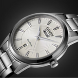 CITIZEN ECO-DRIVE BEIGE DIAL SILVER STAINLESS STEEL AW0100-86B