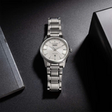 CITIZEN ECO-DRIVE BEIGE DIAL SILVER STAINLESS STEEL AW0100-86B