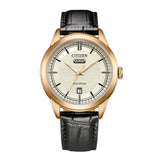 Citizen Eco-Drive Black Leather Strap Men's Watch - Date Display | AW0153-04A