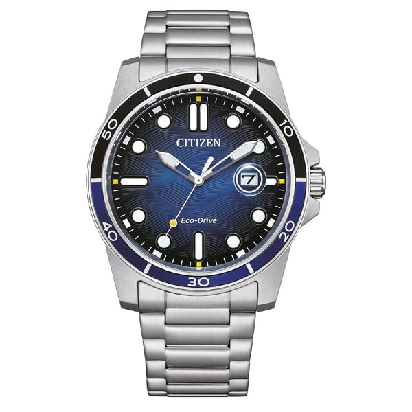 Citizen Eco-Drive Blue Dial Silver Stainless Steel Strap Men Watch AW1810-85L
