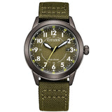 Citizen Eco-Drive Green Nylon Strap Men's Watch AW1877-09X