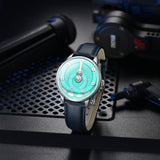 Mandetbrote Mechanical Exception Leather Strap Men's Watch - Orbital | Aqua Blue