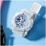 Casio Baby-G Casual Blue Dial White Resin Strap Women Watch BA-110XBE-7ADR-P