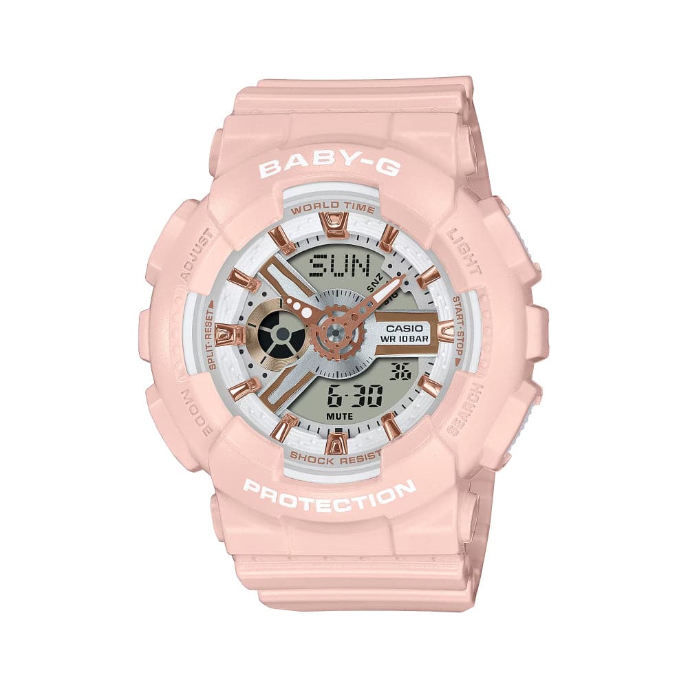 Casio Baby G Rose Gold Dial And Pink Strap Women Watch BA 110XRG 4ADR H2 Hub