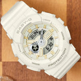Casio Baby-G Digital-Analogue White Resin Strap Women Watch BA-110XSW-7ADR-P