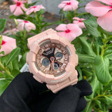 Casio Baby-G Digital-Analogue Pink Resin Strap Women Watch BA-130-4ADR-P