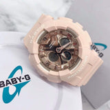 Casio Baby-G Digital-Analogue Pink Resin Strap Women Watch BA-130-4ADR-P