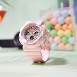 Casio Baby-G Digital-Analogue Pink Resin Strap Women Watch BA-130PM-4ADR-P