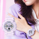 Casio Baby-G Digital-Analogue Purple Resin Strap Women Watch BA-130WP-6ADR-P