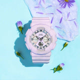 Casio Baby-G Digital-Analogue Purple Resin Strap Women Watch BA-130WP-6ADR-P