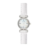 Beka & Bell Silver Dial White Leather Strap Women Watch BB016-B