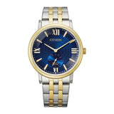 Citizen Quartz Analog Blue Dial Two-Tone Stainless Steel Strap Men Watch BE9176-76L