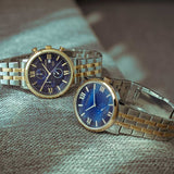 Citizen Quartz Analog Blue Dial Two-Tone Stainless Steel Strap Men Watch BE9176-76L