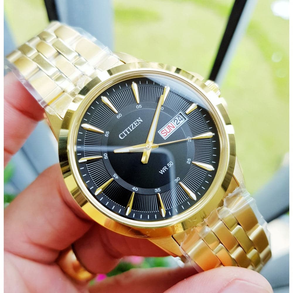Citizen Black Dial Gold Stainless Steel Strap Men Watch BF2013-56E – H2 Hub