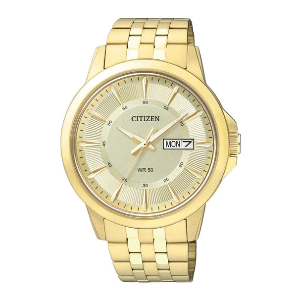 Citizen Gold Dial And Stainless Steel Strap Men Watch BF2013-56P