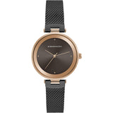 BCBGMAXAZRIA QUARTZ ROSE GOLD STAINLESS STEEL BG50671004 BLACK MESH STRAP WOMEN'S WATCH
