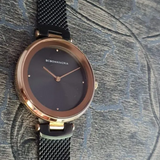 BCBGMAXAZRIA QUARTZ ROSE GOLD STAINLESS STEEL BG50671004 BLACK MESH STRAP WOMEN'S WATCH