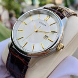 Citizen Silver Dial Brown Leather Strap Men Watch BI1054-04A