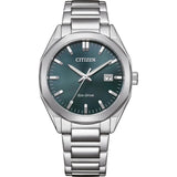 Citizen Eco-Drive Green Dial Silver Stainless Steel Strap Men Watch BM7620-83X