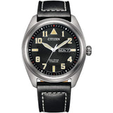 Citizen Eco-Drive Black Dial & Leather Strap Men Watch BM8560-29E