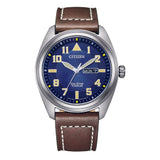 Citizen Eco-Drive Blue Dial Brown Leather Strap Men Watch BM8560-37L