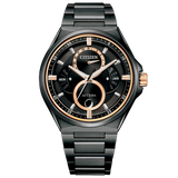 Citizen Attesa Act Line Black Titanium Series Triple Calendar Moon Phase Men's Watch BU0065-64E