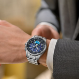 Citizen Attesa Blue Dial Titanium Steel Strap Men's Watch BY1000-51L