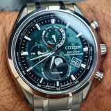 Citizen Eco-Drive Green Dial Titanium Strap Men Watch BY1010-81X