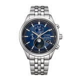 Citizen Eco-Drive Blue Dial Stainless Steel Strap Men's Watch - Moon Phase | BY1030-50L