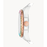 Fossil Silver Dial White Ceramic Strap Women Watch CE1129