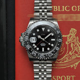 Nocturnal Wayfarer - CWH Special Custom Collective GMT Master Date Display Silver Stainless Steel Destro Men’s Automatic Watch CH-MOD-M2