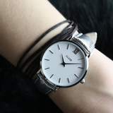 CLUSE MINUIT QUARTZ SILVER STAINLESS STEEL CL30039 SILVER LEATHER STRAP LADIES WATCH