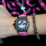 Cronus Art High Quality Canvas Woven Pink Strap Men Watch CM016-012