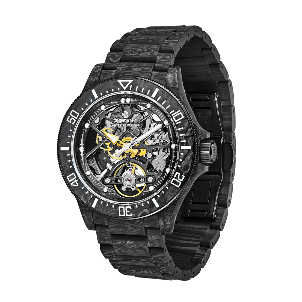 Cronusart Helmsman Black Stainless Steel Strap Men's Watch CM016-025