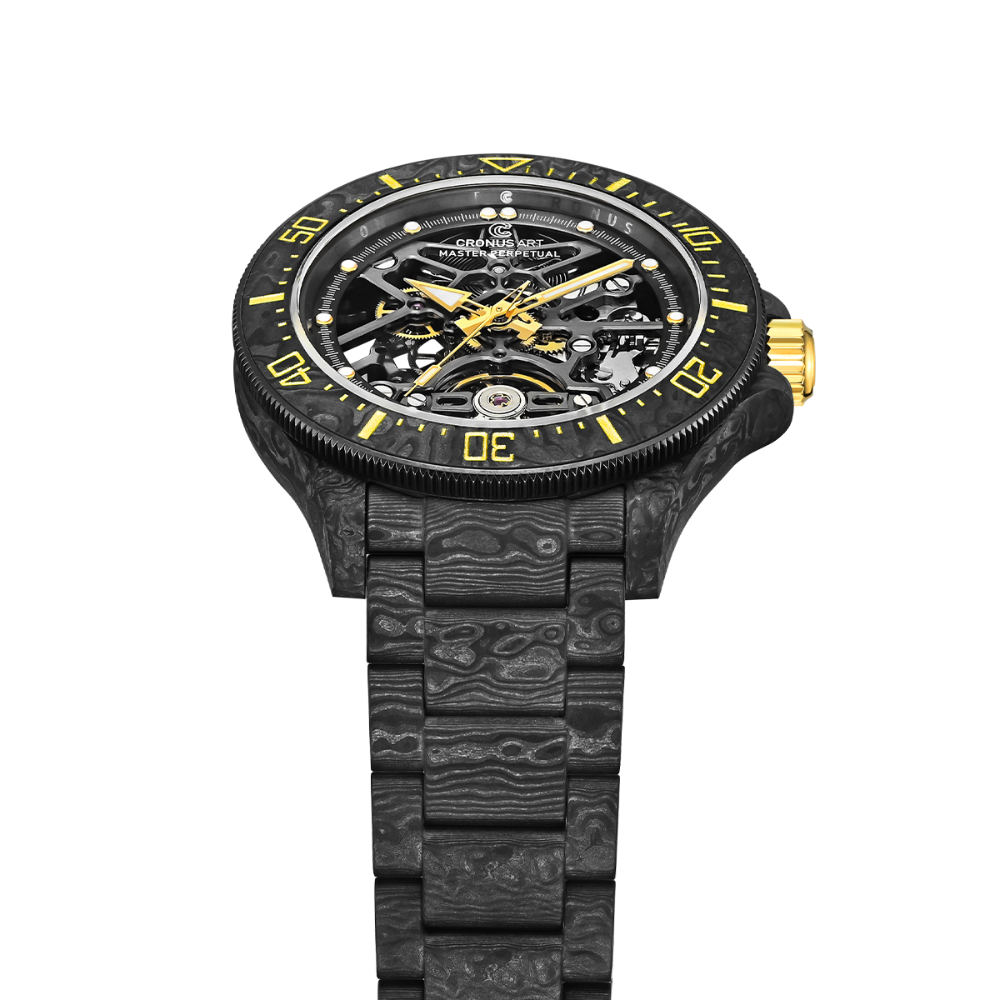 Cronusart Helmsman Obsidian Gold Stainless Steel Strap Men's Watch CM016-026