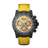 Cronus Art Chrono Legend Carbon Strap Men's Watch - Floral Yellow | CM016-039