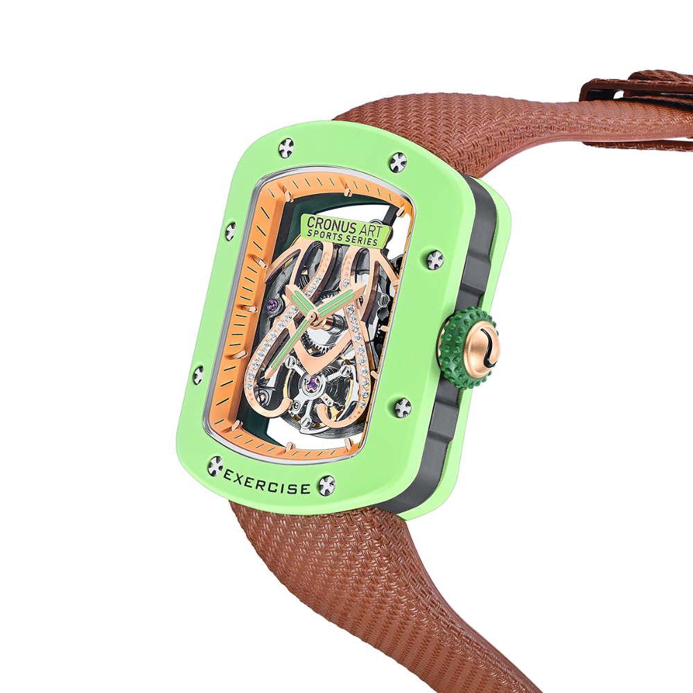 Cronus Art Lady Boss Starry Brown Strap Men's Watch -  Avocado Green | CM017-005