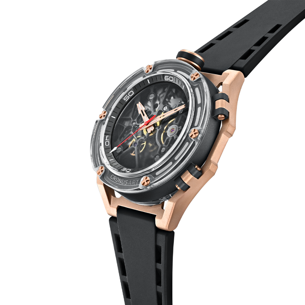 Cronus Art X-Series·Wanderer Black Strap Men's Watch -  Obsidian Gold | CM025-011