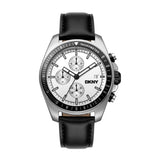DKNY CONSIGN BLACK LEATHER STRAP MEN WATCH DK1G049L0035