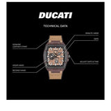 Ducati Men's Brown Analog Leather Strap Watch DTWGB0000702