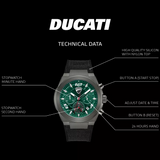 Ducati Green Dial Black Silicone Strap Men's Watch - Chronograph | DTWGC0002001