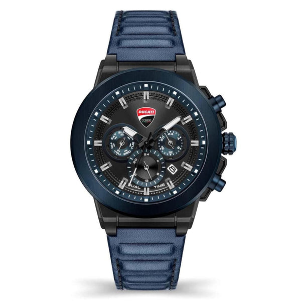 Ducati Corse Chronograph Blue Dial Leather Strap Men Watch DTWGF2019203