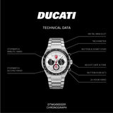Ducati Extreme Sports White Dial Stainless Steel Strap Men's Watch DTWGI0003201